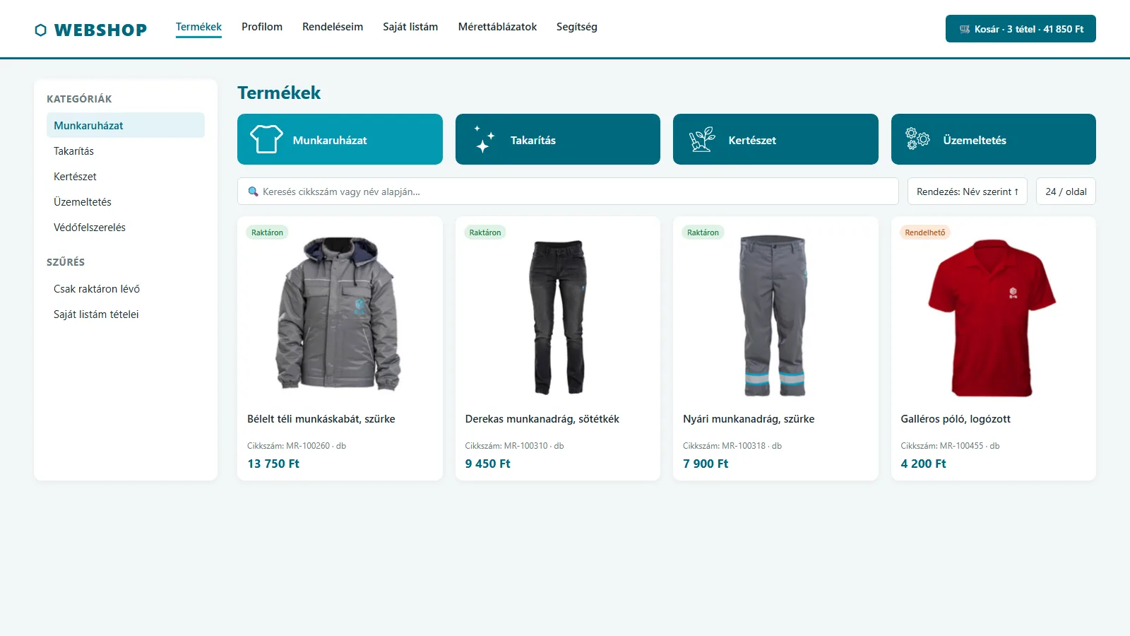 Egyedi B2B webshop SAP-integrációval