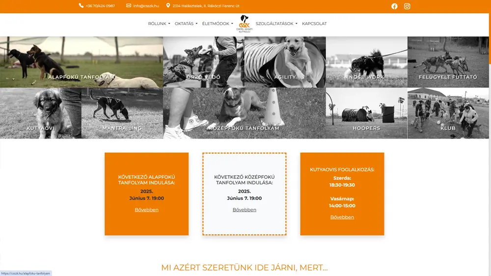 Bemutatkozó Weboldal a Csepel-Szigeti Kutyasuli Számára